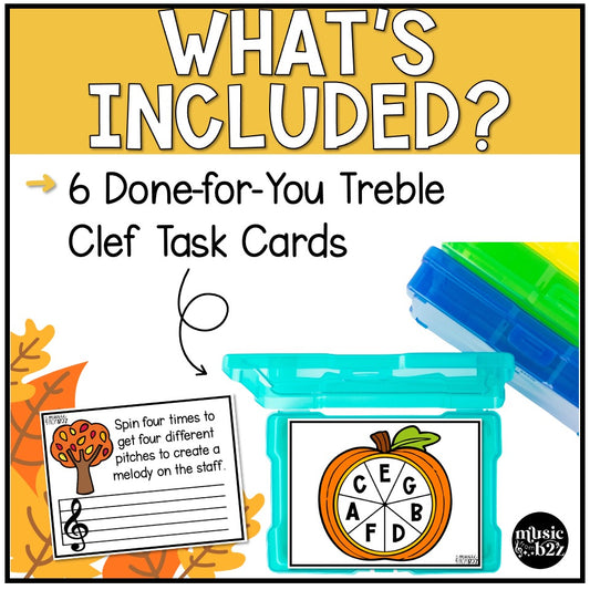 Fall Music Treble Clef Task Cards Treble Clef Notes Fall Music Activities