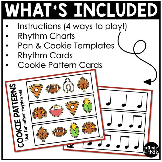 Thanksgiving Rhythm Cookies Elementary Music Centers Game Craft Composition