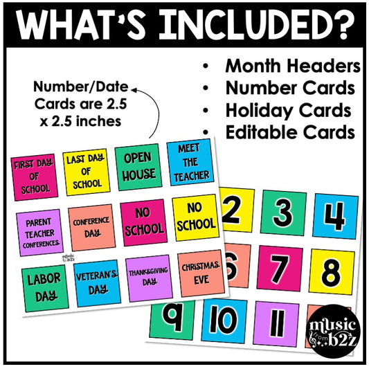 Calendar Kit Editable Elementary Music Classroom Decor Simply Checkered