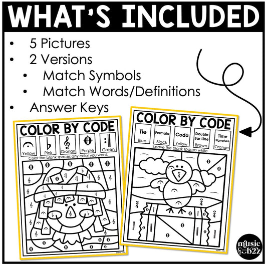 Fall Music Coloring Music Color by Note Fall Music Worksheets Music Symbols