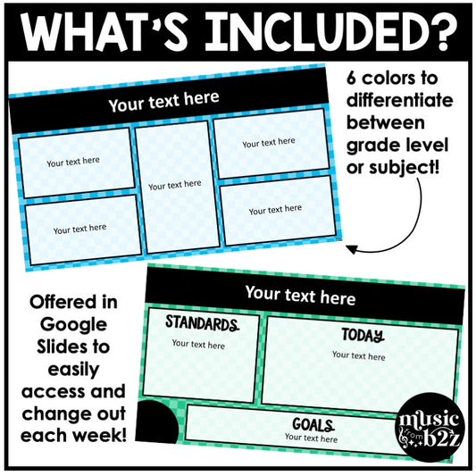 Editable Daily Agenda Google Lesson Slides Music Classroom Decor Checkered