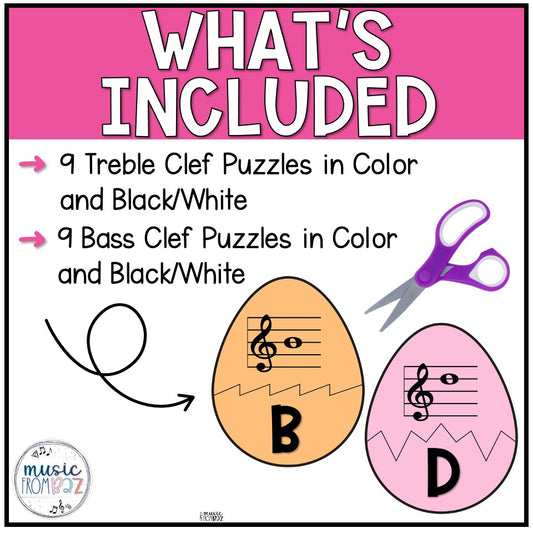 Treble & Bass Clef Spring Elementary Music Puzzles Stations Games Activities
