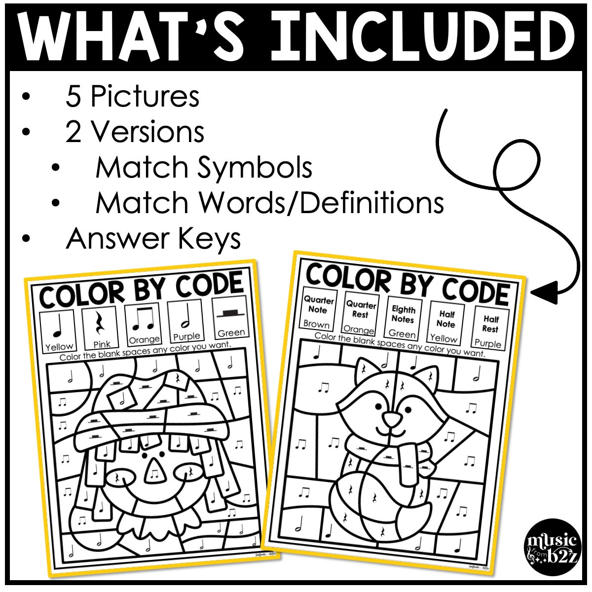 Fall Music Coloring Color by Rhythm Fall Music Worksheets Music Color by Note