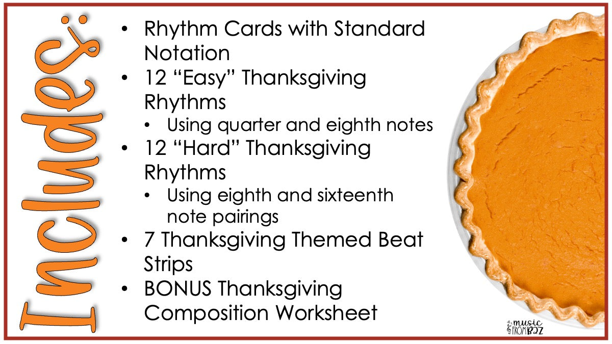 Thanksgiving Elementary Music Composition Rhythm Cards Worksheets & Beat Strips