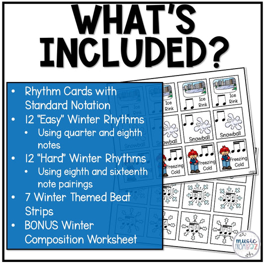Winter Music Activities - Composition Cards & Beat Strips - Winter Music Lesson