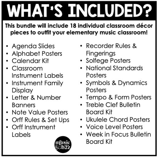 Simply Checkered Elementary Music Classroom Decor BUNDLE Posters Labels & More