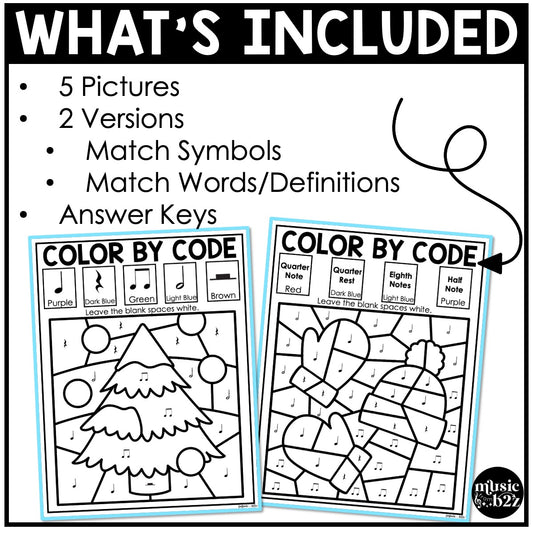 Winter Music Coloring Winter Music Worksheets Music Color by Note Rhythm