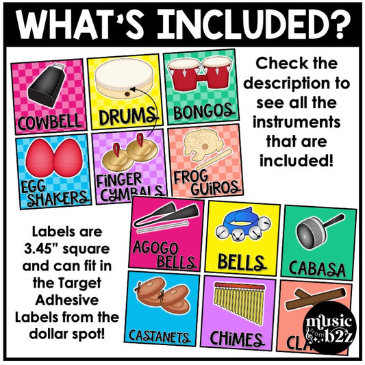 Elementary Music Classroom Decor Instrument Labels Simply Checkered