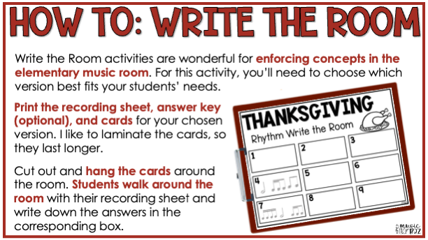 Thanksgiving Rhythm Write the Room Elementary Music Game & Scavenger Hunt