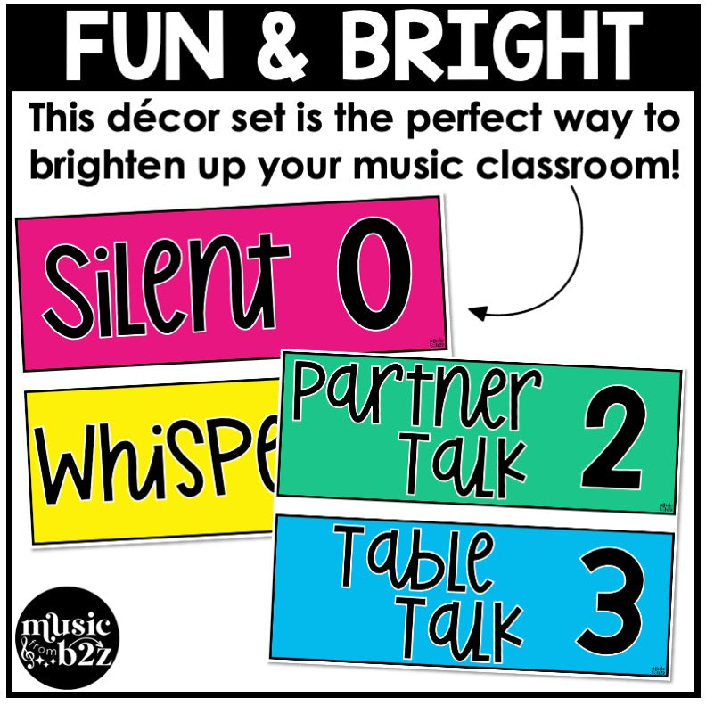 Voice Level Volume Chart Posters Elementary Music Classroom Decor