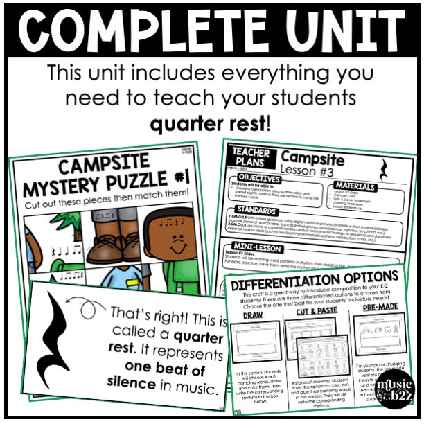 Quarter Rest Unit Elementary Music Lesson Activity Composition Worksheets