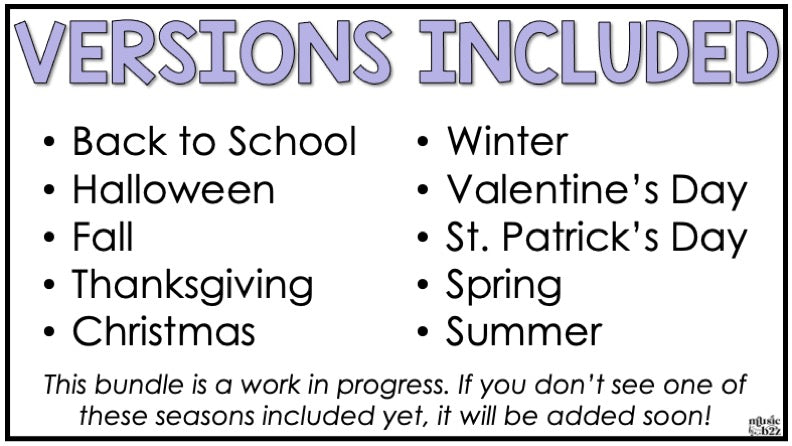 Seasonal Rhythm Cookies BUNDLE Elementary Music Centers Game Craft Composition