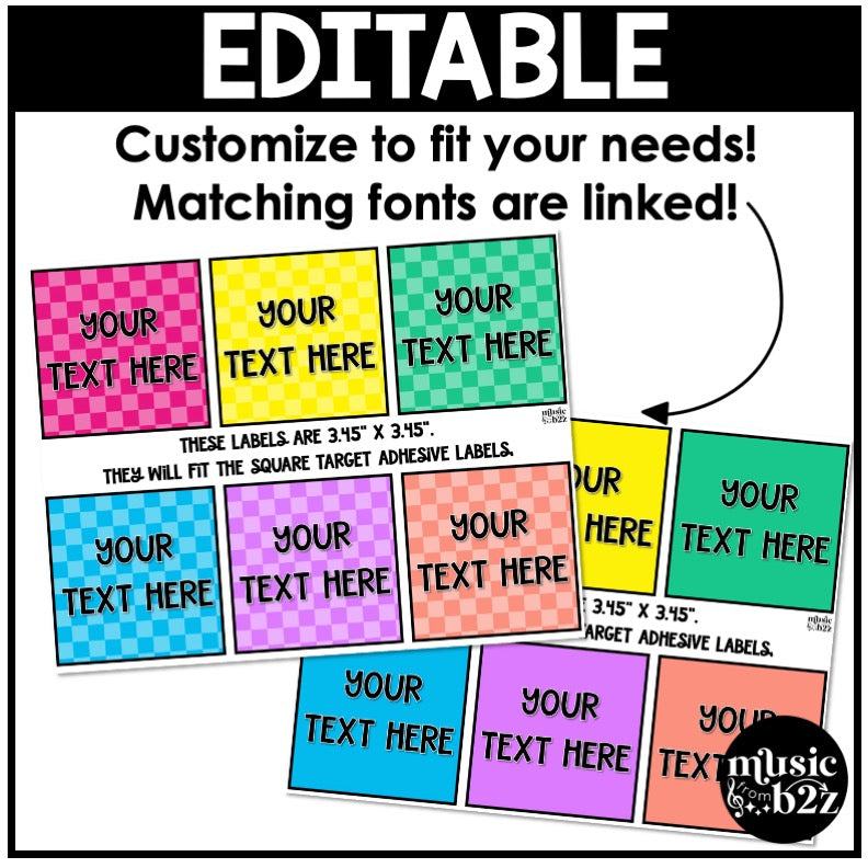 Elementary Music Classroom Decor Instrument Labels Simply Checkered