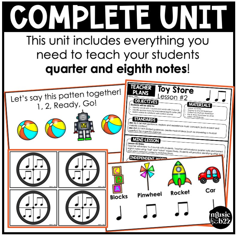 Quarter & Eighth Note Unit Elementary Music Ta Titi Lesson Activity Composition