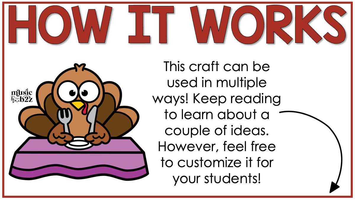 Thanksgiving Music Rhythm Turkey Craft Elementary Music Centers Activities