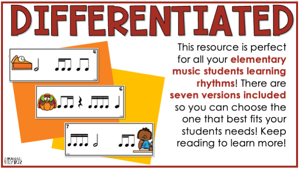 Thanksgiving Rhythm Write the Room Elementary Music Game & Scavenger Hunt