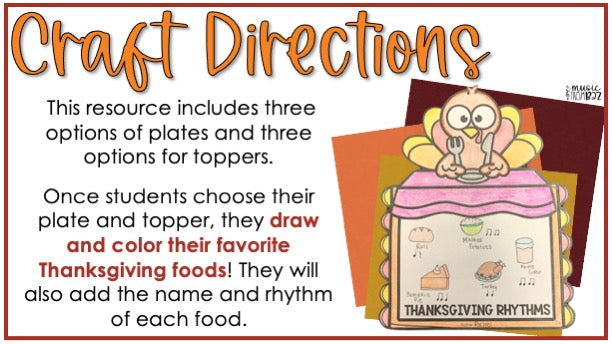 Thanksgiving Music Activity - Rhythm Lesson & Craft - Elementary Music Plan