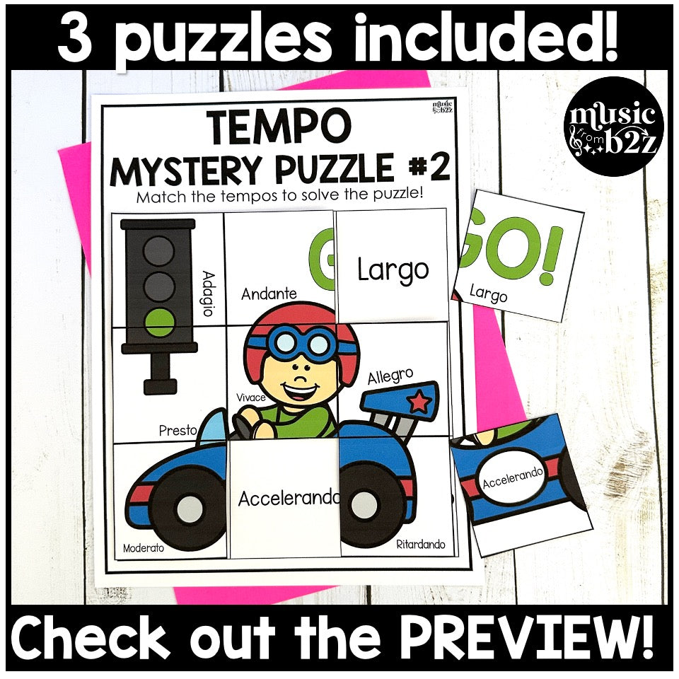 Music Tempo Mystery Puzzles Elementary Music Centers Sub Plans Activities