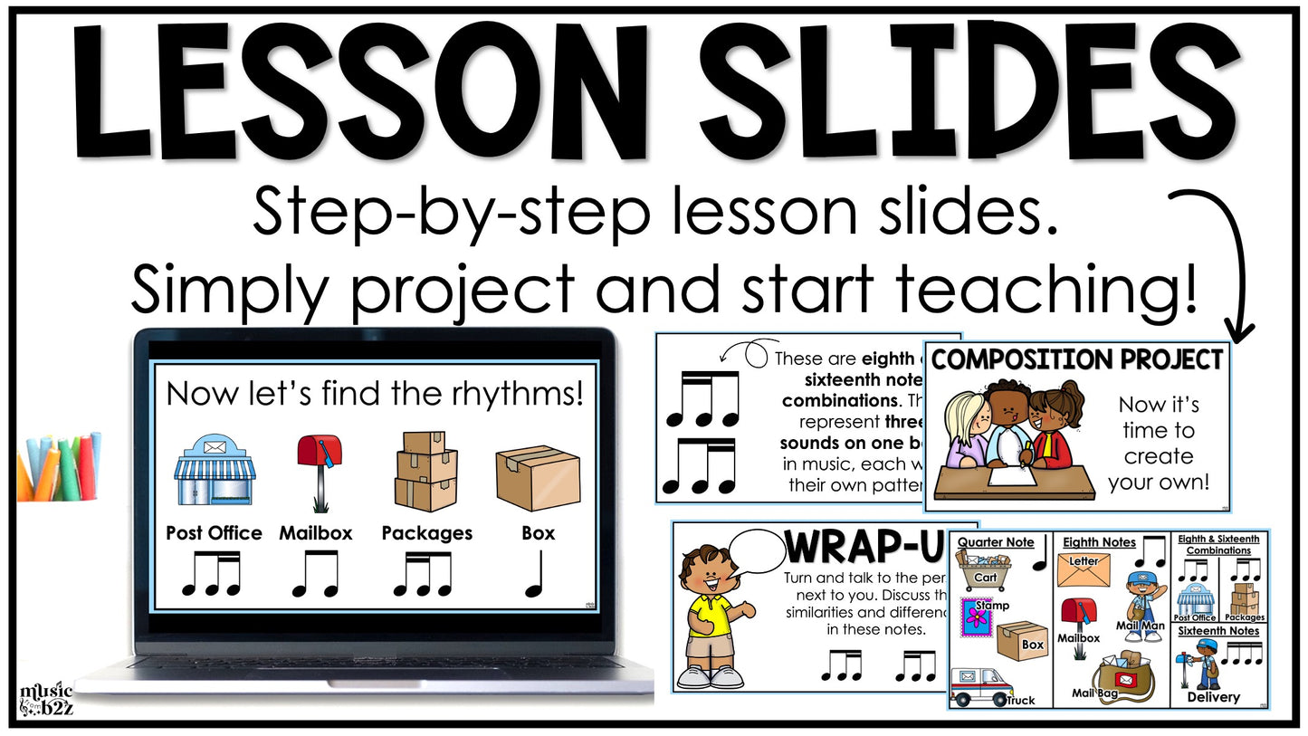 Eighth & Sixteenth Note Unit Elementary Music Lesson Activity Worksheets Games
