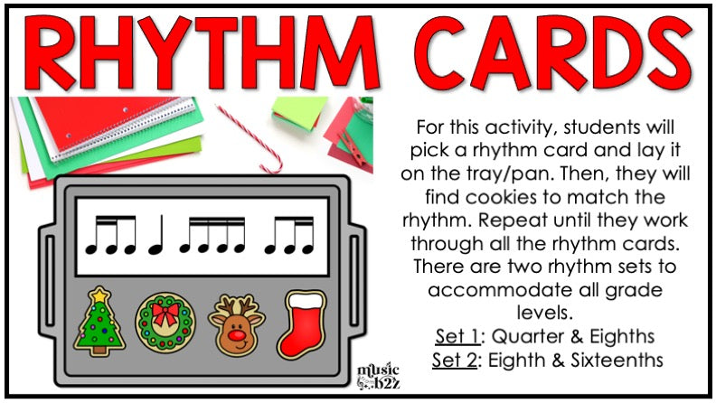 Christmas Rhythm Cookies Elementary Music Centers Game Craft Composition