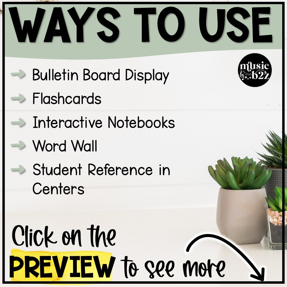 Rhythm Syllable Cards EDITABLE - Elementary Music Bulletin Board Posters