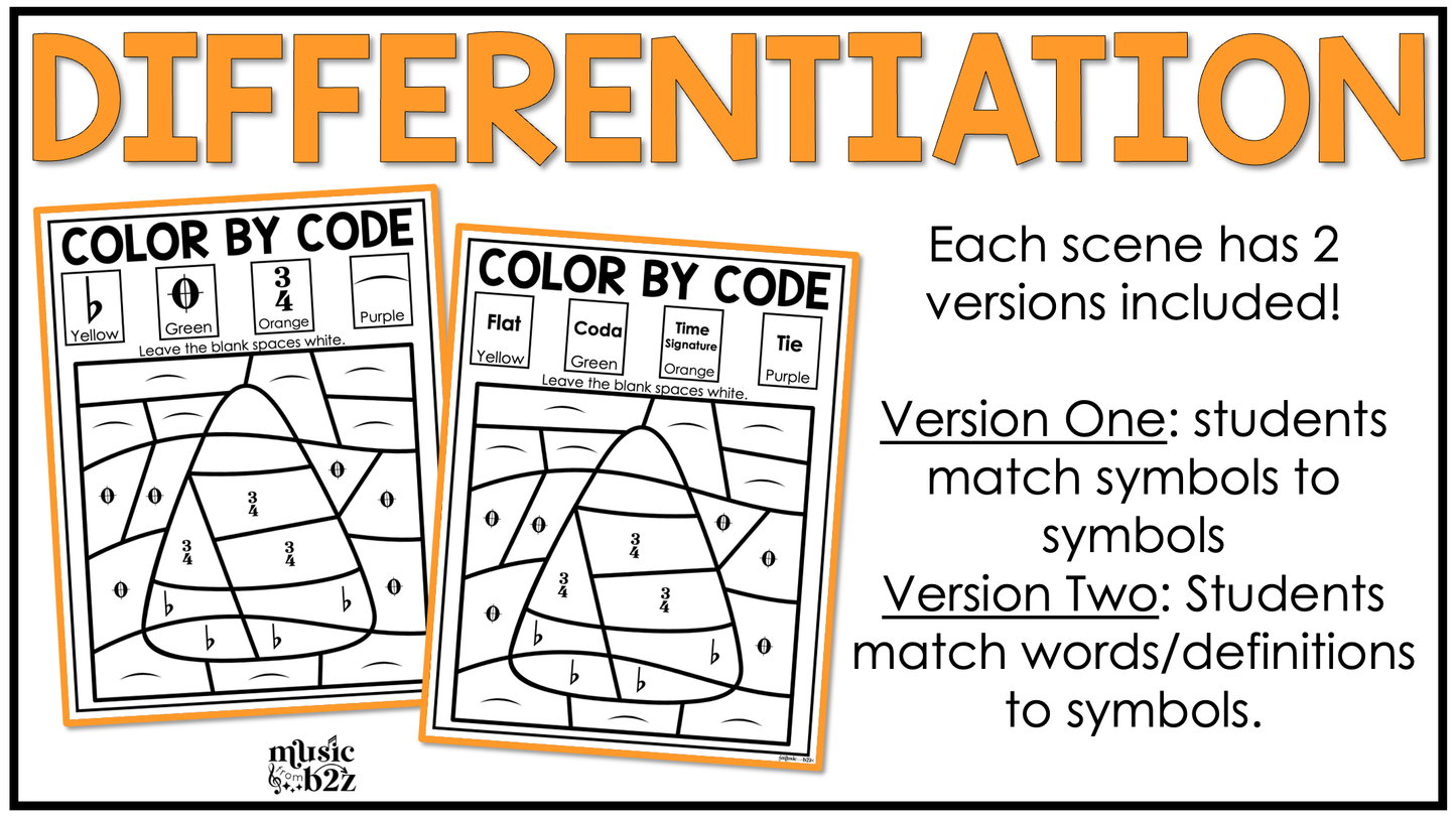Halloween Music Coloring BUNDLE Color by Note Halloween Music Worksheets