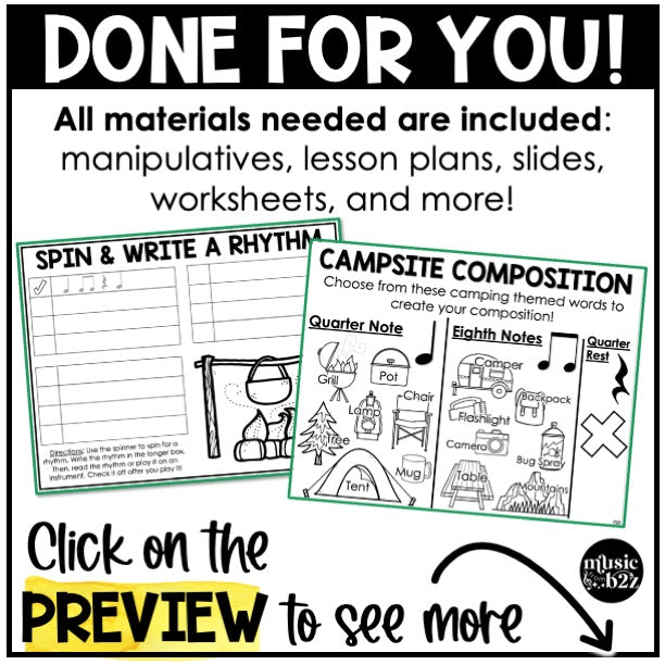 Quarter Rest Unit Elementary Music Lesson Activity Composition Worksheets