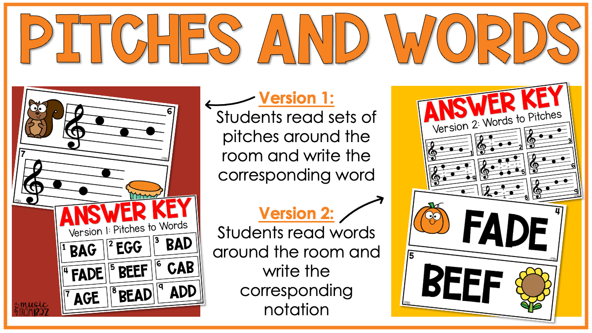 Fall Treble Clef Notes Music Write the Room Game & Scavenger Hunt for Autumn