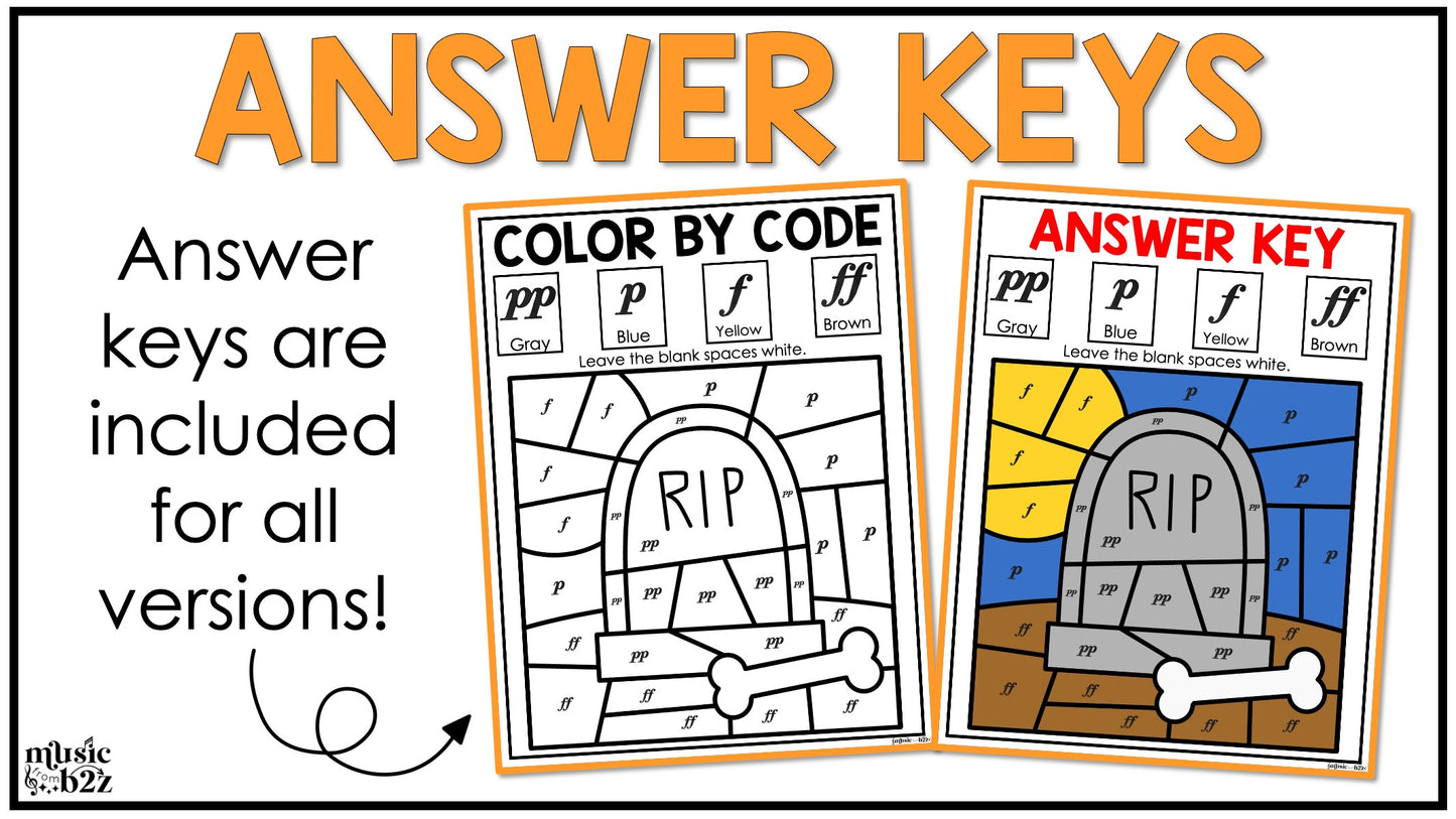 Halloween Music Coloring Color by Note Halloween Music Worksheets Dynamics