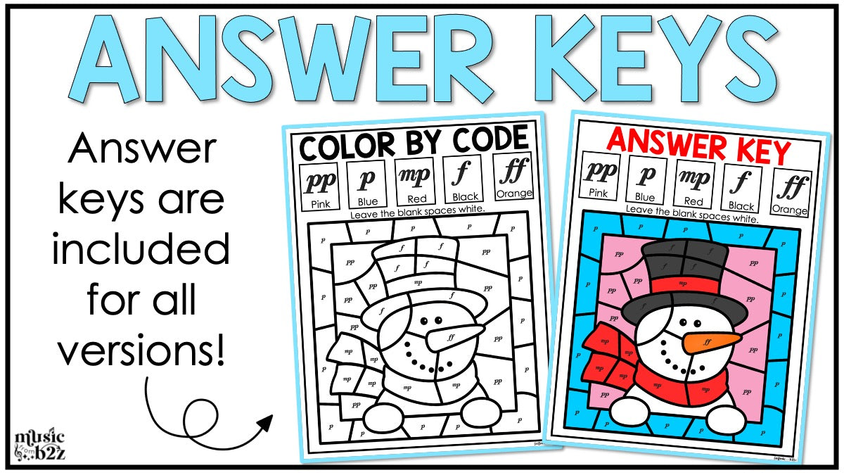 Winter Music Coloring BUNDLE Color by Note Winter Music Worksheets