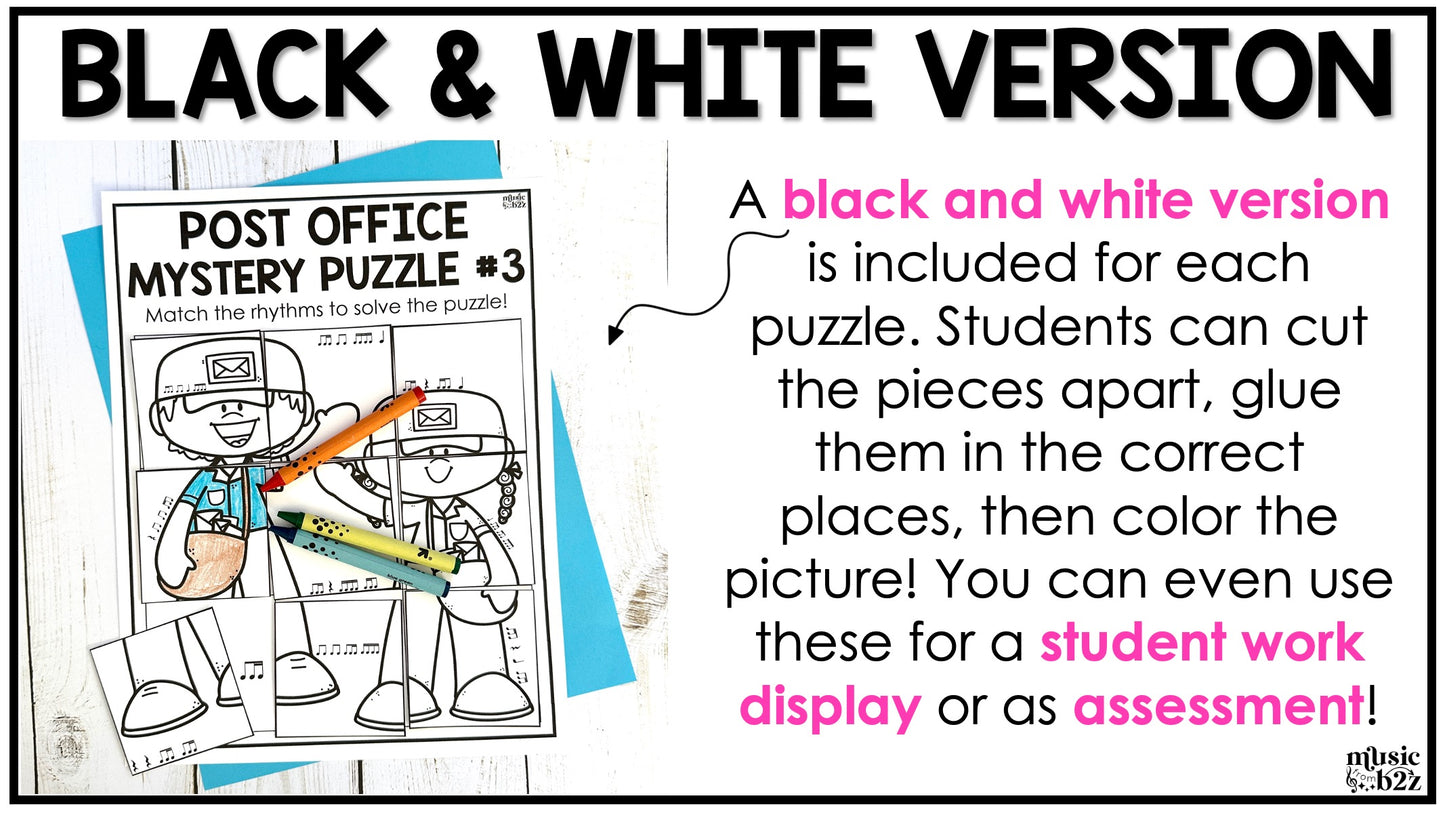 Eighth Sixteenth Note Rhythm Mystery Puzzles Elementary Music Centers Sub Plans