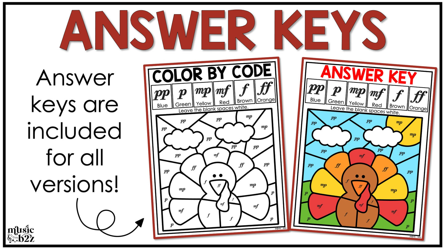 Thanksgiving Music Coloring Color by Note Thanksgiving Music Worksheets Dynamics