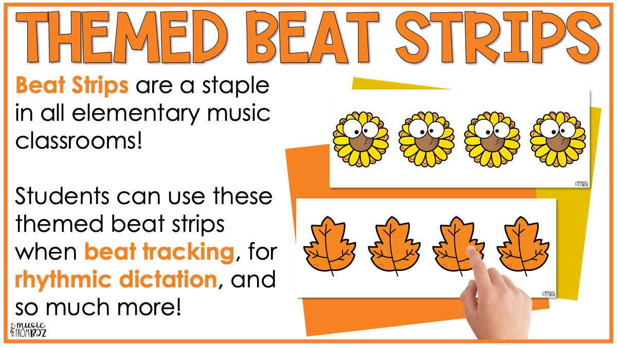 Fall Elementary Music Composition Rhythm Cards Worksheets & Beat Strips Autumn
