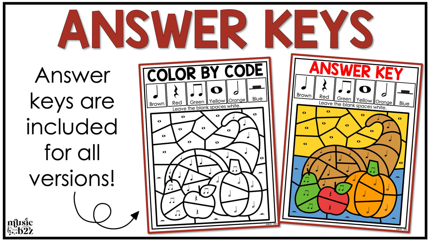 Thanksgiving Music Coloring Thanksgiving Music Worksheets Music Color by Note