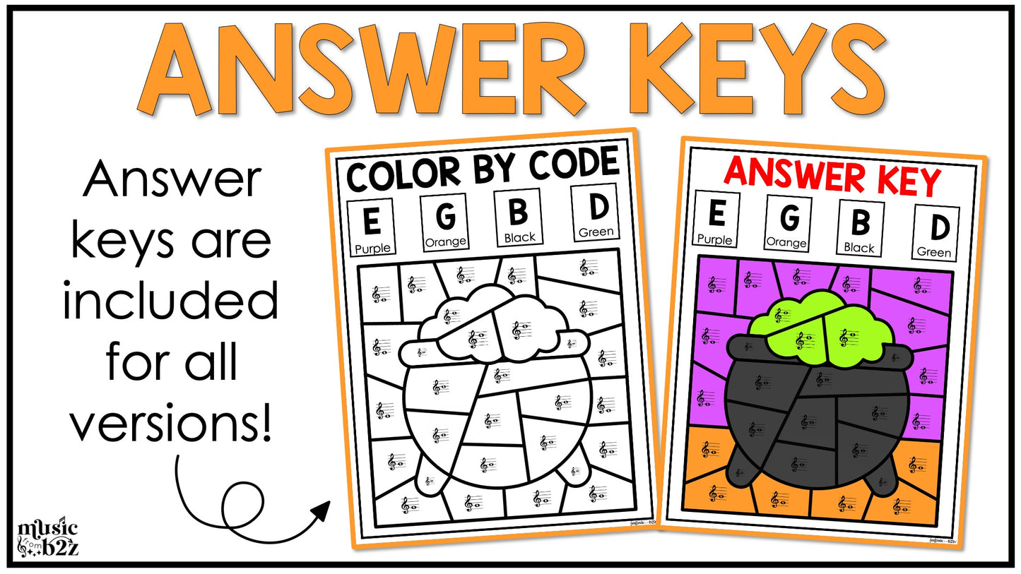 Halloween Music Coloring Color by Note Halloween Music Worksheets Treble Clef