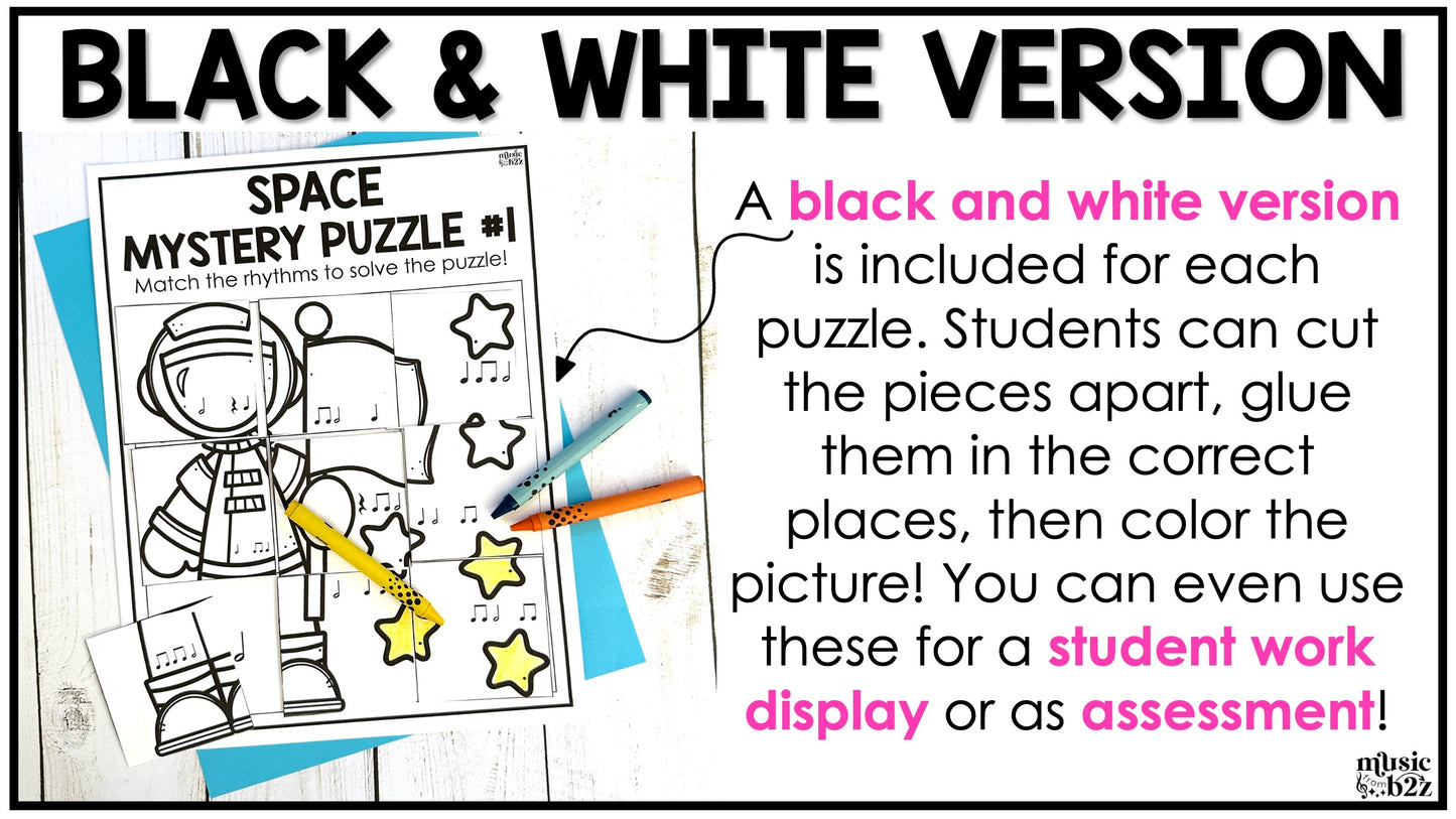 Half Note Rhythm Mystery Puzzles Elementary Music Centers Sub Plans Activity