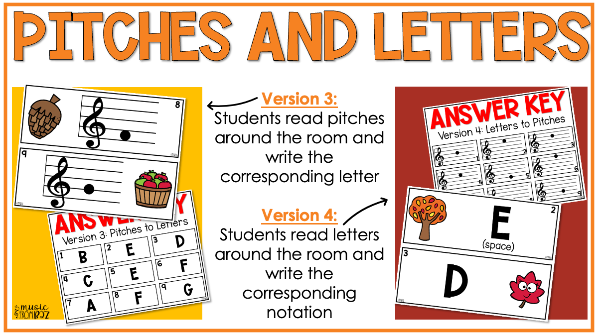 Fall Treble Clef Notes Music Write the Room Game & Scavenger Hunt for Autumn