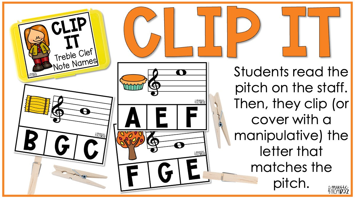 Fall Music Treble Clef Task Cards Treble Clef Notes Fall Music Activities