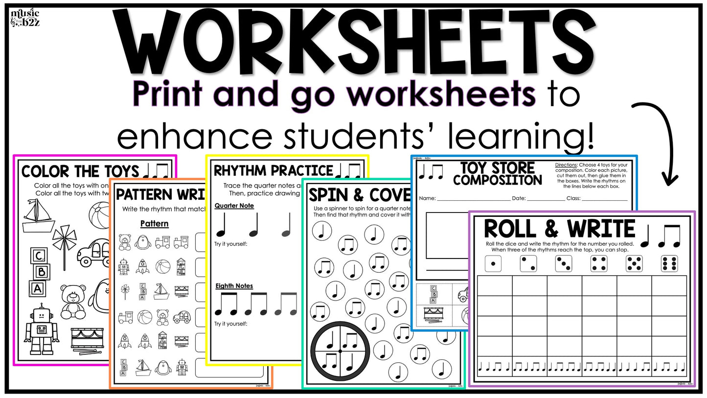 Quarter & Eighth Note Unit Elementary Music Ta Titi Lesson Activity Composition