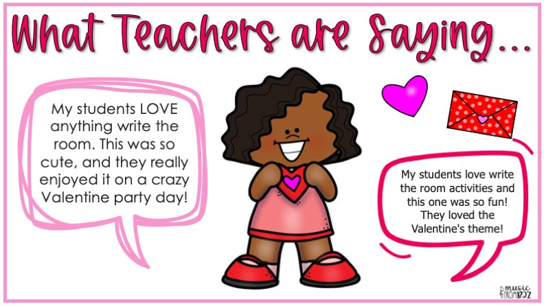 Valentine's Day Music Activity - Write the Room - Music Rhythm - Music Lesson