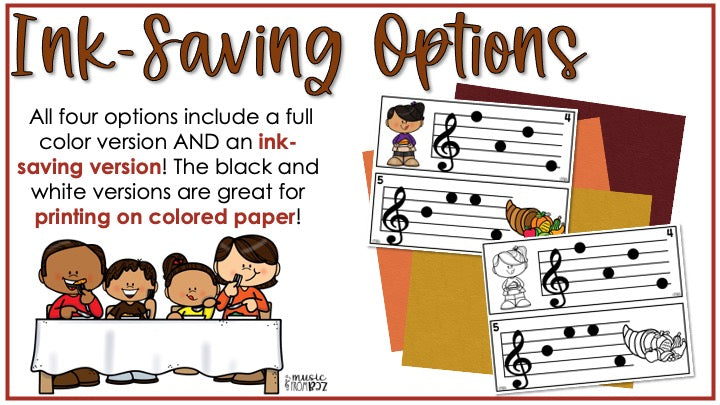 Thanksgiving Treble Clef Notes Music Write the Room Game & Turkey Scavenger Hunt