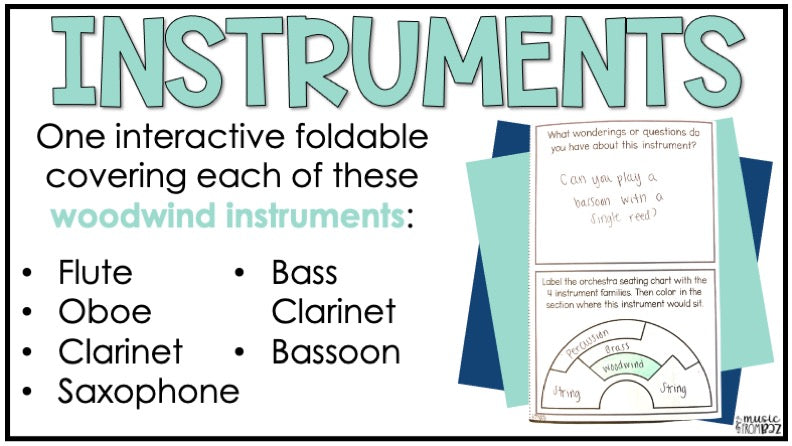 Woodwind Family Foldable Activity - Musical Instrument Families of the Orchestra Worksheet Lesson