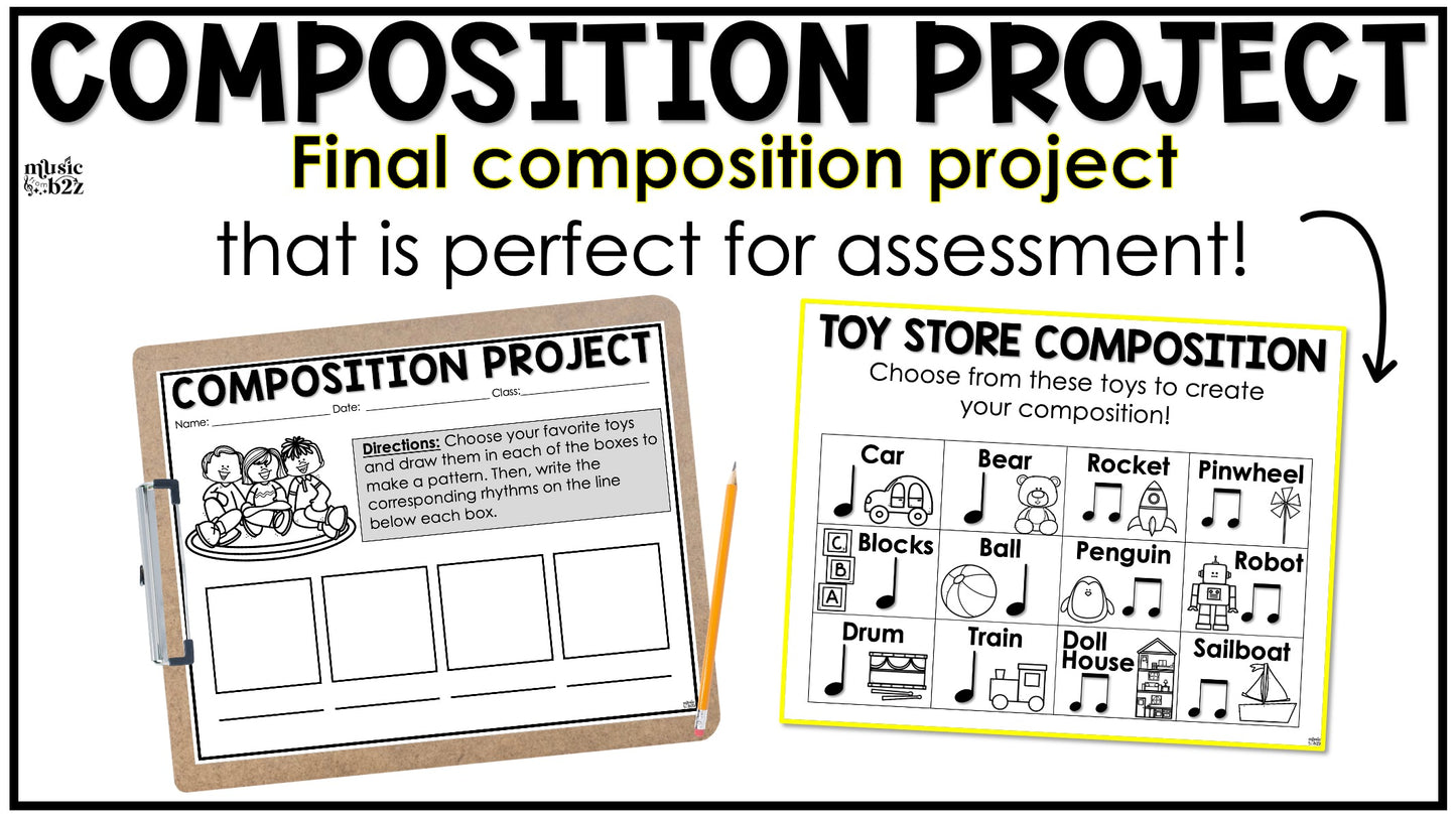 Quarter & Eighth Note Unit Elementary Music Ta Titi Lesson Activity Composition