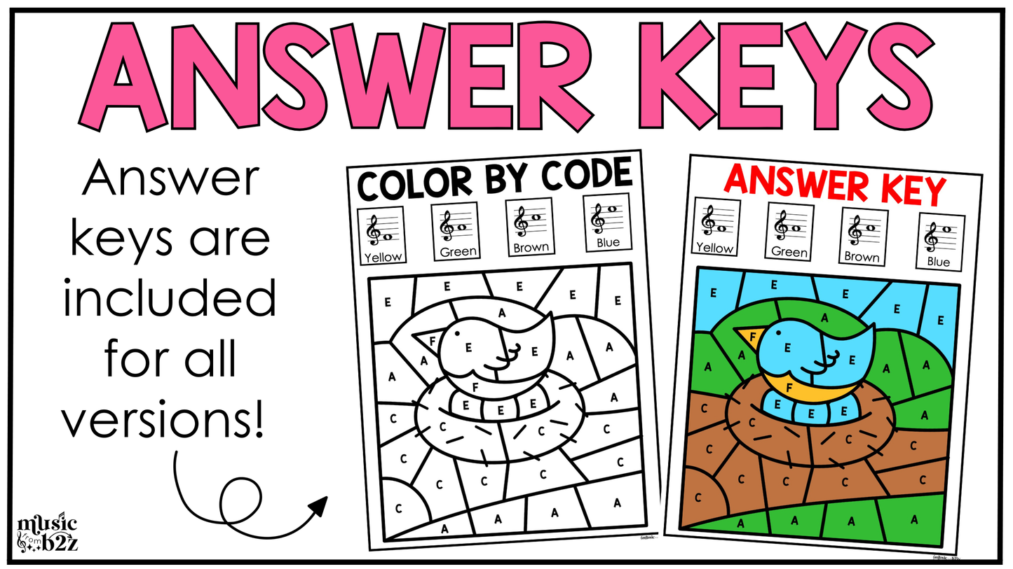 Spring Music Coloring Pages Color by Note Spring Music Worksheets Treble Clef