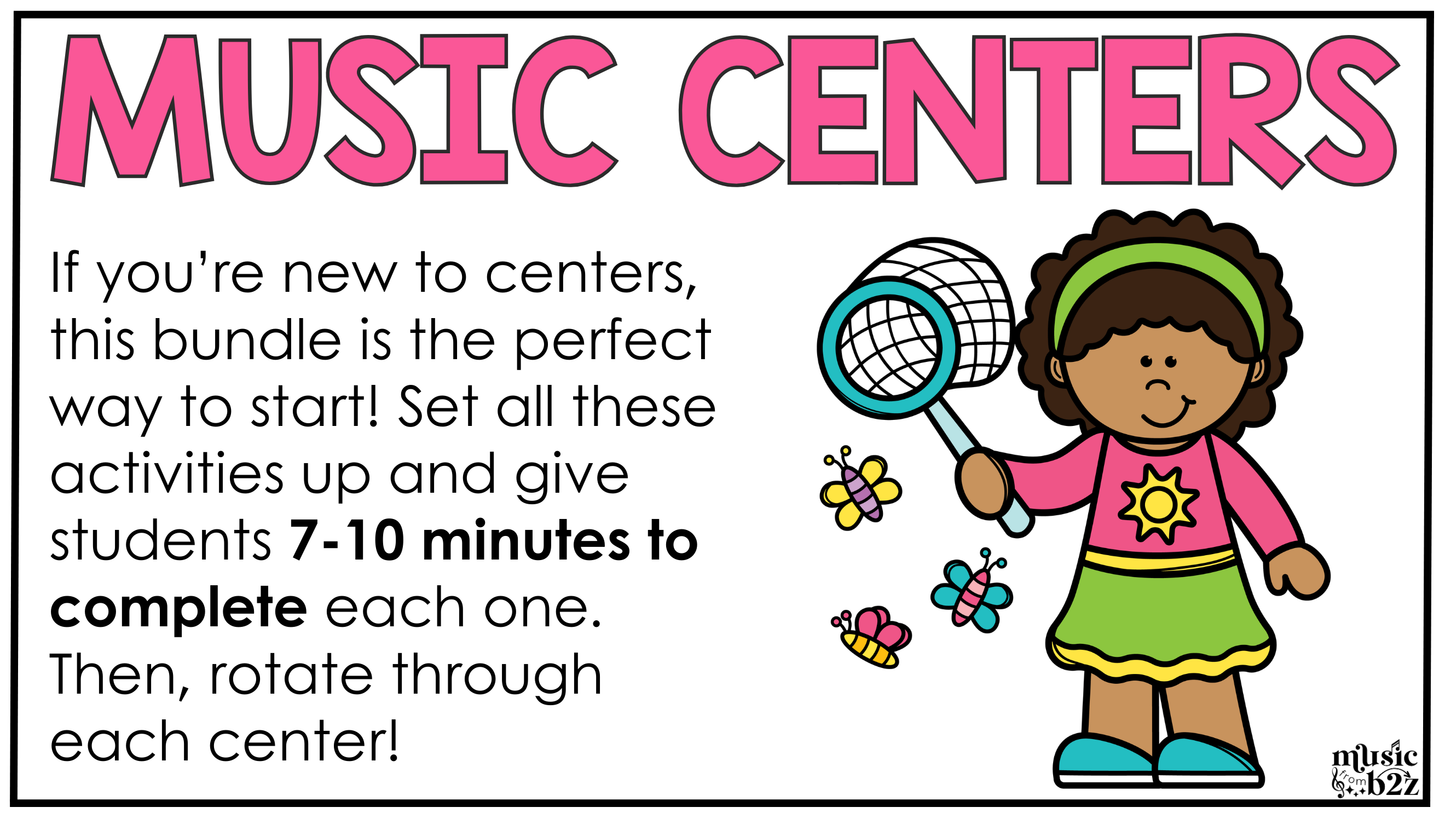 Spring Music Centers BUNDLE Spring Rhythm Worksheets Music Games Sub Plans