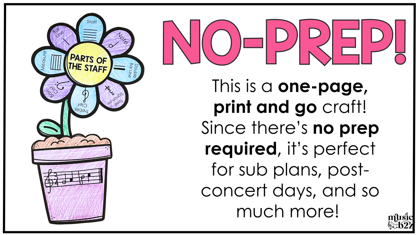 Spring Music Craft Music Bulletin Board Spring Music Sub Plans Music Staff