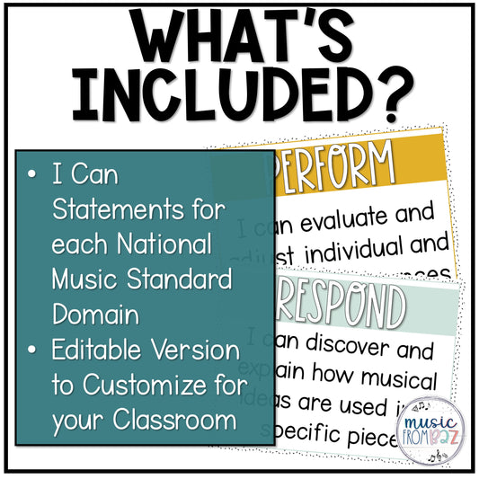 Music Classroom Decor - Music Standards Posters - Modern Oasis