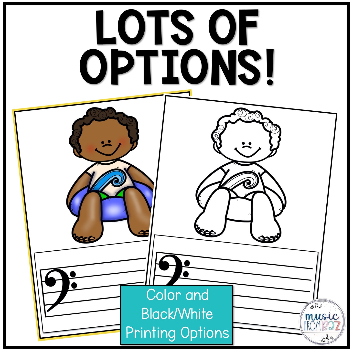 Summer Treble Clef & Bass Clef Charts Lines & Spaces Worksheet Music Worksheets Elementary Music Centers & Games