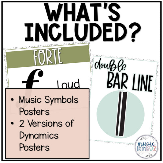 Music Classroom Decor - Music Symbols & Dynamics Posters - Modern Oasis
