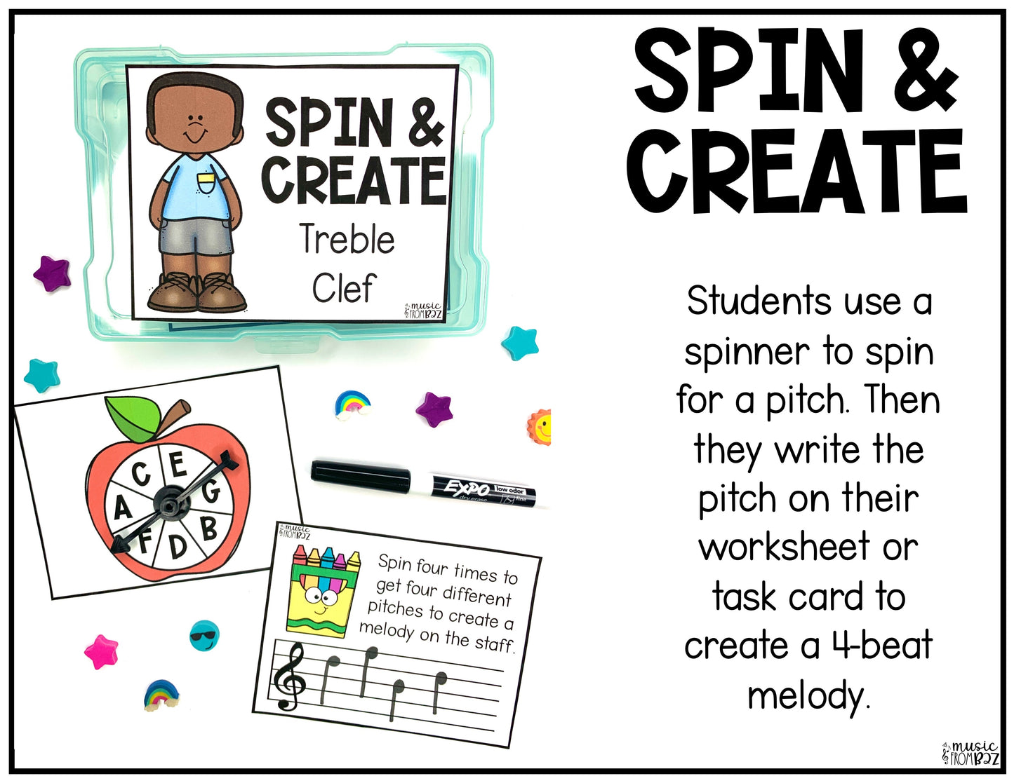 Back to School Treble Clef Task Cards Elementary Music Centers & Games